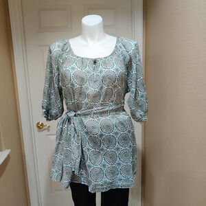 Eberjey floral lightweight elbow sleeve tunic sz L